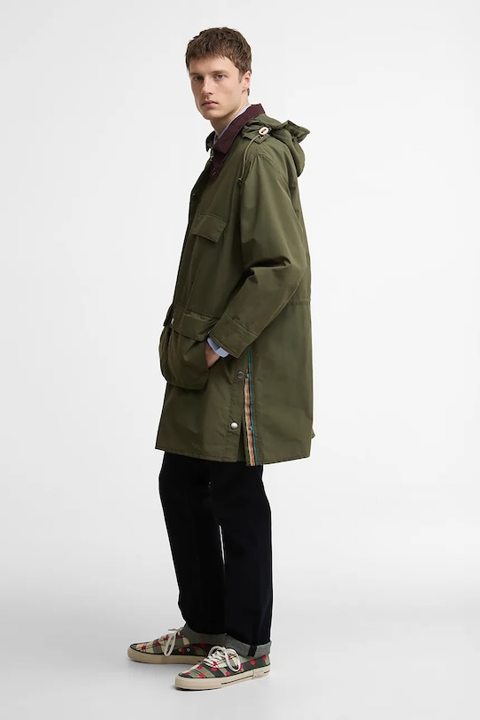 Barbour x Paul Smith Casual parka męska MCA1127OL52 zielony SS26