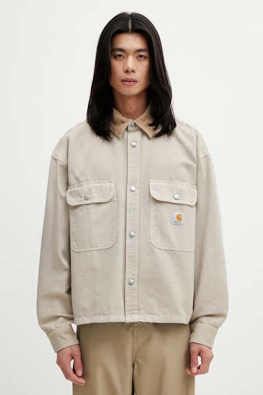 Carhartt WIP Prescott Shirt Jac куртка из хлопка для мужчин бежевый I036484.3VYGD