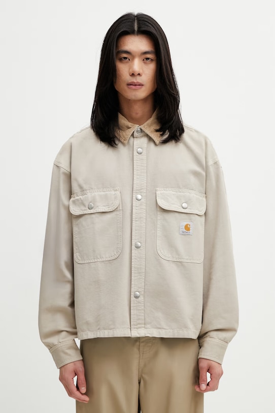 Carhartt WIP Prescott Shirt Jac куртка из хлопка для мужчин бежевый I036484.3VYGD