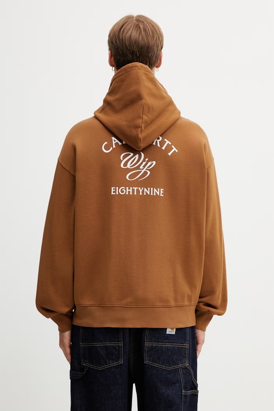Carhartt WIP Hooded Eightynine Sweat Jacket bluza bawełniana męska brązowy I036373.HZXX