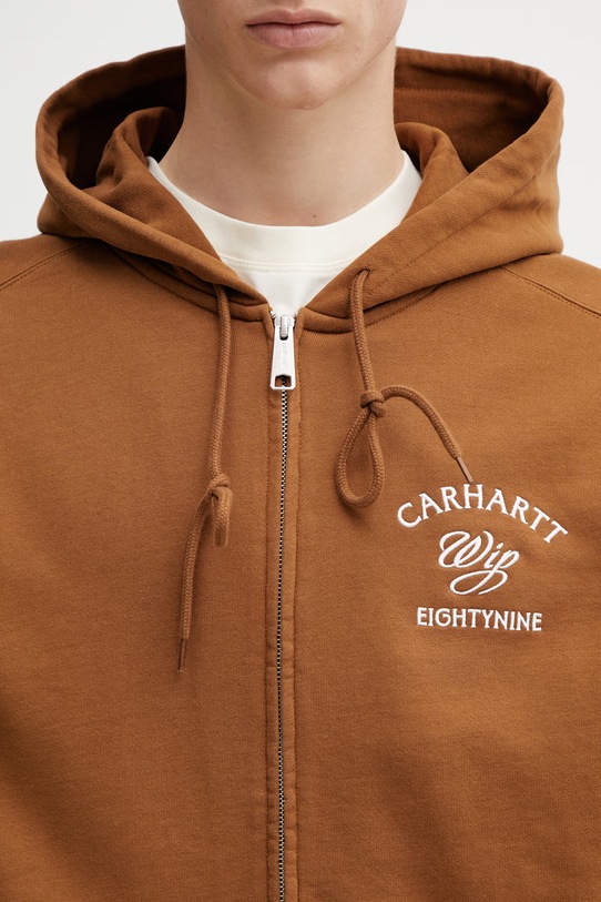 Carhartt WIP Hooded Eightynine Sweat Jacket bluza bawełniana męska brązowy I036373.HZXX