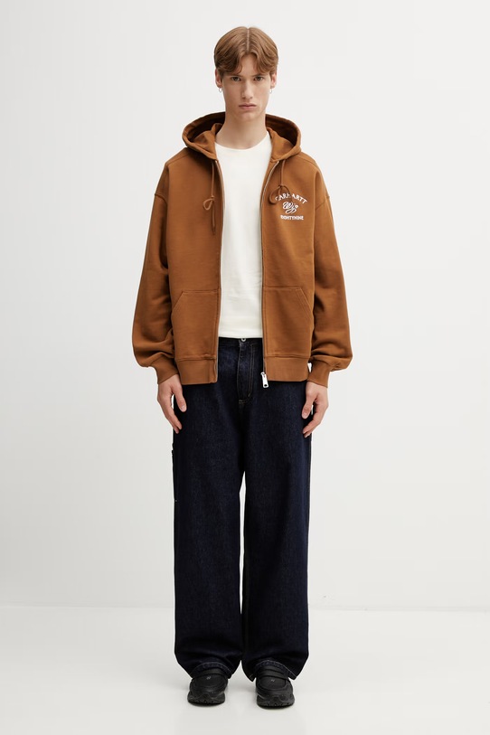 Carhartt WIP Hooded Eightynine Sweat Jacket bluza bawełniana męska I036373.HZXX brązowy