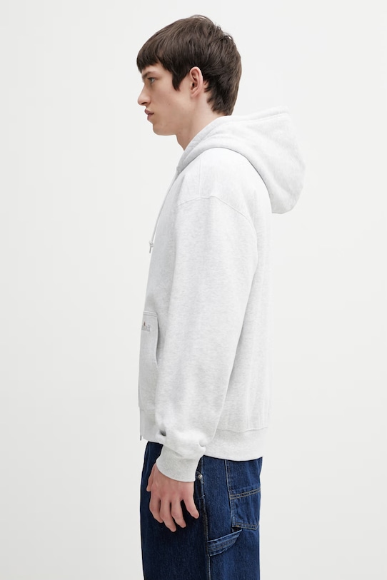 Carhartt WIP Hooded WIP Label Sweat Jacket zip-up sweatshirt cotton Men's I036347.482XX gray SS26