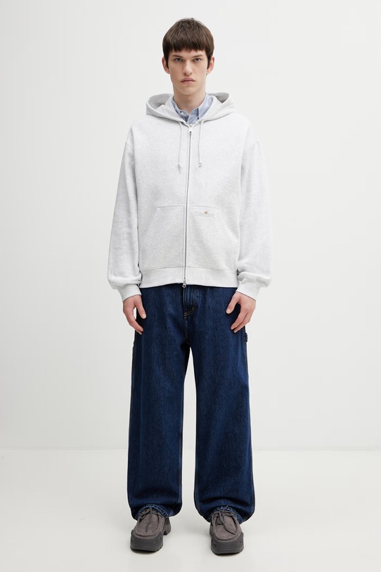 Carhartt WIP Hooded WIP Label Sweat Jacket zip-up sweatshirt cotton Men's I036347.482XX gray