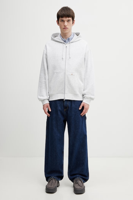 Carhartt WIP Hooded WIP Label Sweat Jacket zip-up sweatshirt cotton Men's I036347.482XX gray