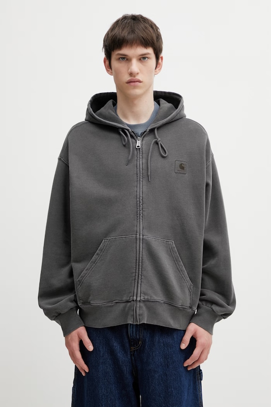 Carhartt WIP Hooded Nelson Jacket rozepínací mikina bavlněná pánská šedá I033064.89GD