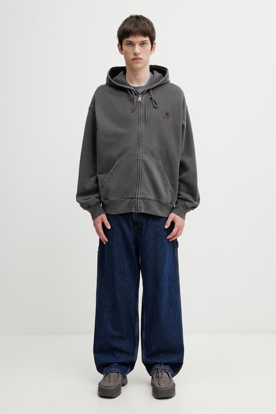 Carhartt WIP Hooded Nelson Jacket zip-up sweatshirt cotton Men's I033064.89GD gray