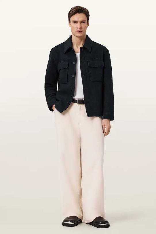 Odzież AllSaints kurtka koszulowa męska z dodatkiem wełny CAYSON M014OE granatowy