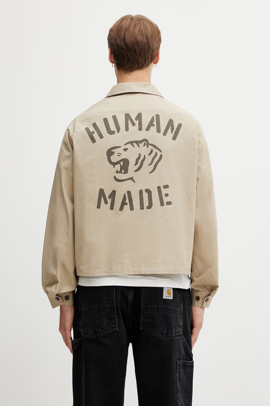Oblečení Human Made MENS WOVEN JACKET bunda bavlněná pánská HM31JK009 béžová