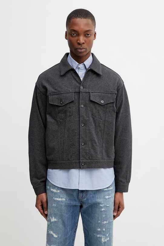 BEAMS коротка куртка бавовняна чоловіча сірий 1118.5061.147