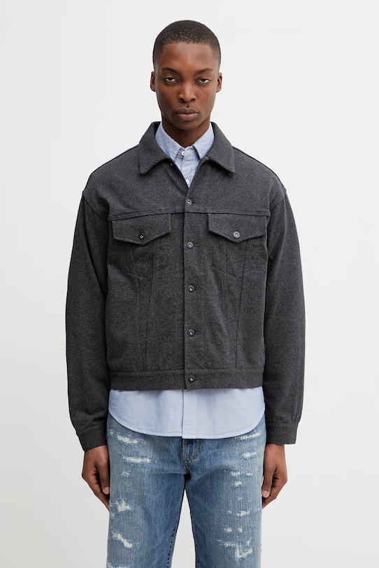 BEAMS коротка куртка бавовняна чоловіча сірий 1118.5061.147