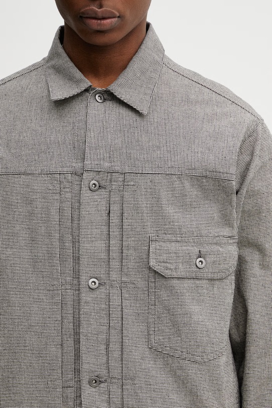 BEAMS коротка куртка чоловіча з домішкою льону сірий 1118.6577.803