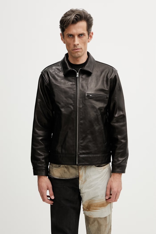 Neighborhood short jacket leather Men's black 261SZNH.JKM01