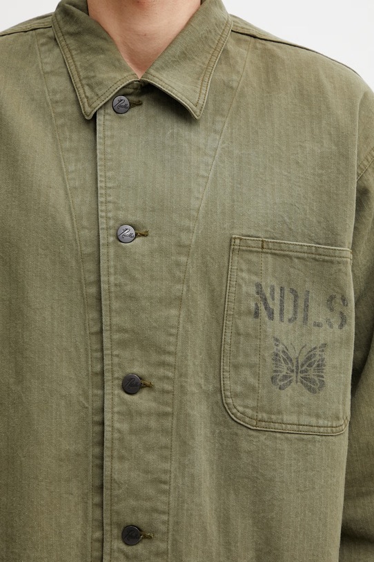 Needles kurtka koszulowa jeansowa męska zielony SX153