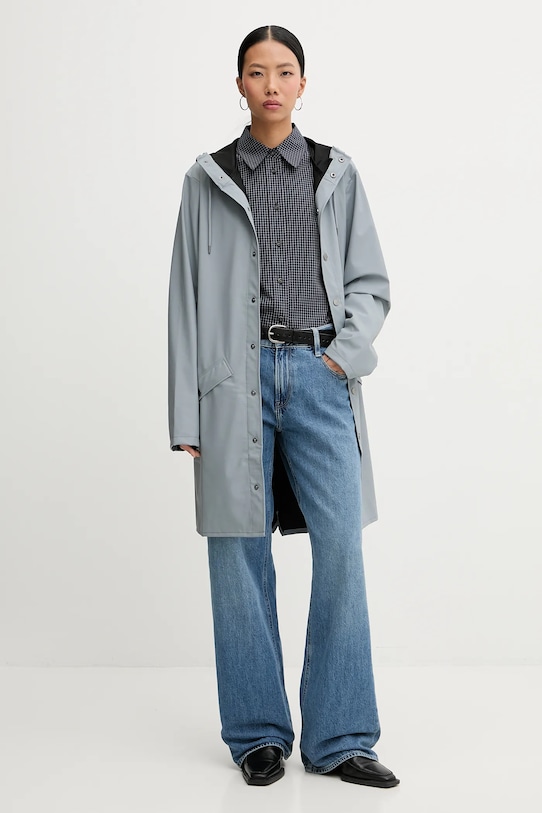 Nepremokavá bunda Rains 12020 Long Jacket W3 sivá 12020.147