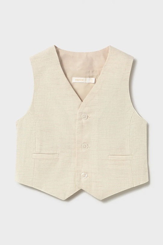 Mayoral kamizelka z domieszką lnu dziecięca tkanina beżowy 1312.3A.Baby.PPY2