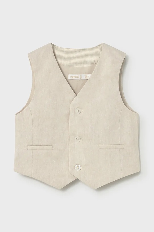 Mayoral kamizelka z domieszką lnu dziecięca tkanina beżowy 1312.3A.Baby.PPY2