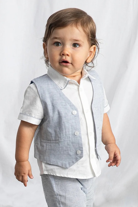 Mayoral kamizelka z domieszką lnu dziecięca 1312.3A.Baby.PPY2 niebieski