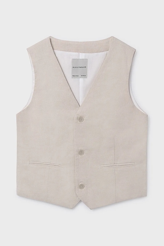 Mayoral kamizelka z domieszką lnu dziecięca tkanina beżowy 6357.7A.Junior.PPY2