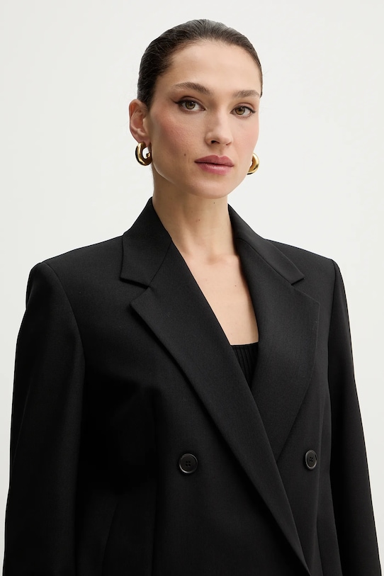 Weekend Max Mara marynarka z dodatkiem wełny VELOCE czarny 2615041081600