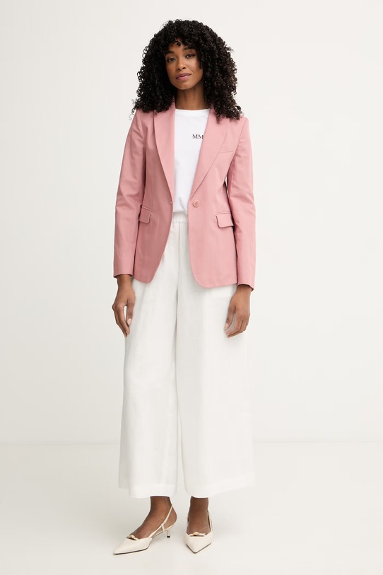Weekend Max Mara jednoredni sako za žene s dodatkom lana ORCHE 2615041042600 roza SS26