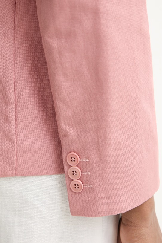 Weekend Max Mara jednoredni sako za žene s dodatkom lana ORCHE 2615041042600 roza