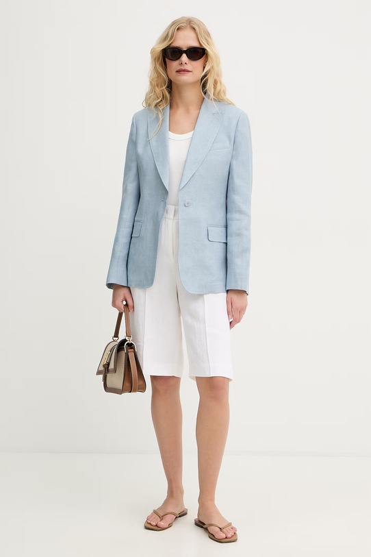 Weekend Max Mara marynarka lniana NALUT 2615041072600 niebieski SS26