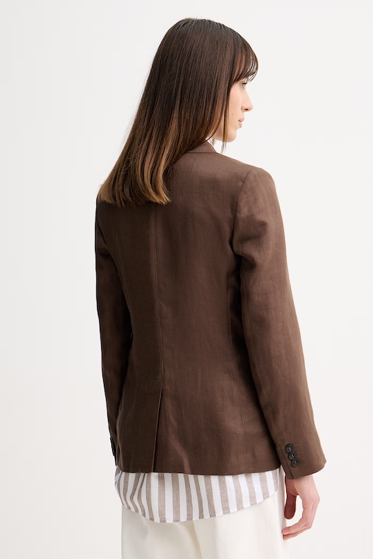 Odzież Weekend Max Mara marynarka lniana NALUT 2615041072600 brązowy