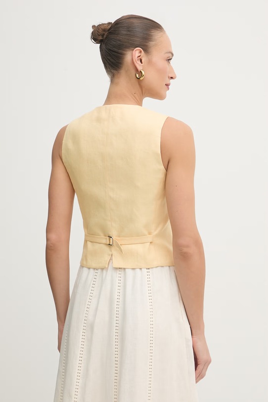 Odzież Weekend Max Mara kamizelka jednorzędowa damska lniana PACE 2615151012600 żółty