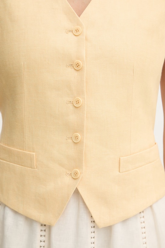 Weekend Max Mara kamizelka jednorzędowa damska lniana PACE 2615151012600 żółty
