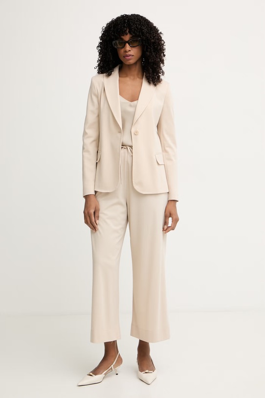 Weekend Max Mara jednoredni sako za žene s viskozom CARBONE 2615911012600 bež SS26