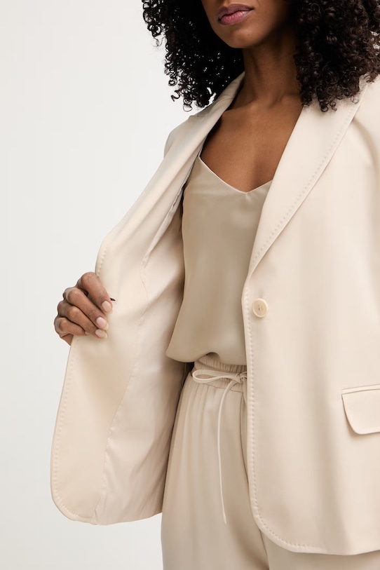 Weekend Max Mara jednoredni sako za žene s viskozom CARBONE 2615911012600 bež