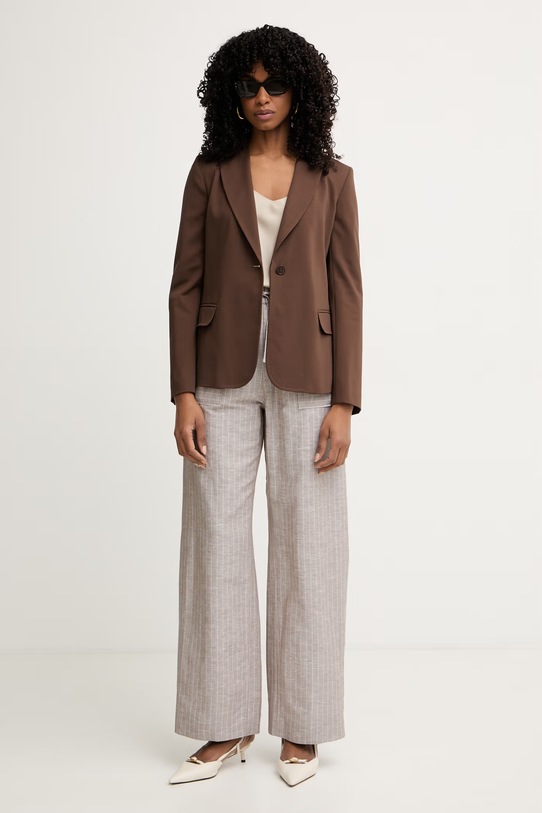 Weekend Max Mara jednoredni sako za žene s viskozom CARBONE 2615911012600 smeđa SS26