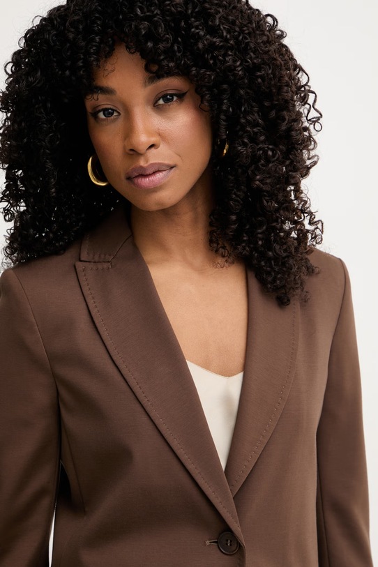 Weekend Max Mara jednoredni sako za žene s viskozom CARBONE smeđa 2615911012600