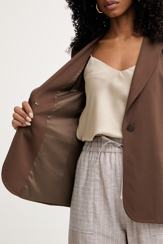 Weekend Max Mara jednoredni sako za žene s viskozom CARBONE 2615911012600