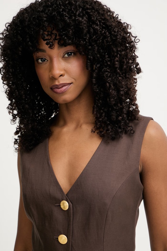 Marciano by Guess однобортний жилет жіночий з додаванням льону JANE коричневий G6GH26.W2218