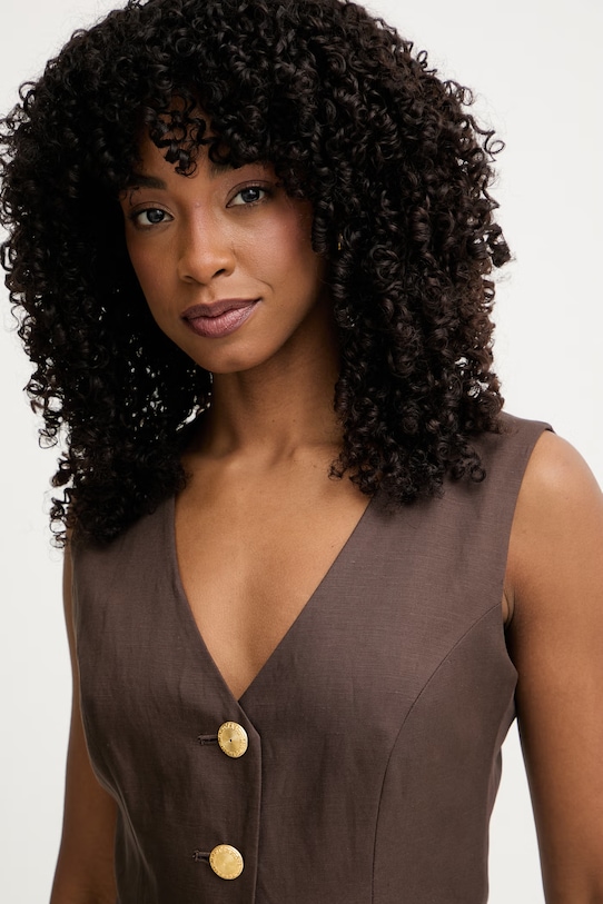 Marciano by Guess однобортний жилет жіночий з додаванням льону JANE коричневий G6GH26.W2218