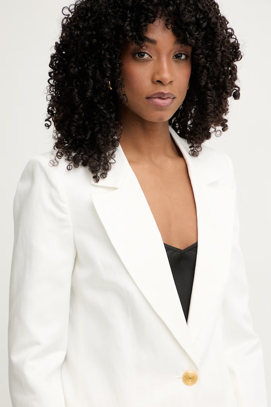 Marciano by Guess μονόπετο σακάκι γυναικείο με πρόσμιξη λινού JANE λευκό G6GN04.W1764