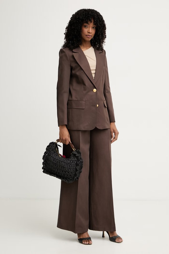 Marciano by Guess enoredni suknjič ženski z dodatkom lanu JANE G6GN04.W1764 rjava SS26