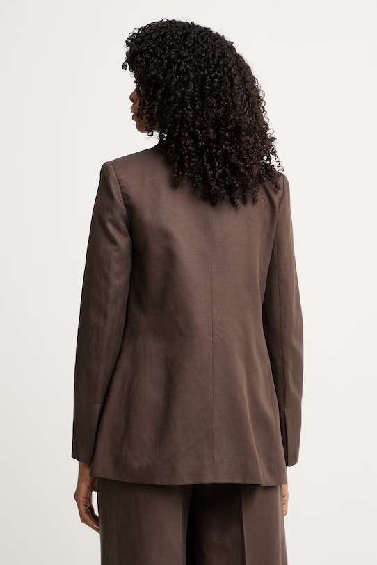Ρούχα Marciano by Guess μονόπετο σακάκι γυναικείο με πρόσμιξη λινού JANE G6GN04.W1764 καφέ