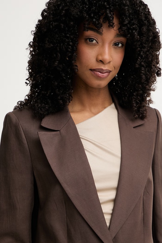 Marciano by Guess enoredni suknjič ženski z dodatkom lanu JANE rjava G6GN04.W1764