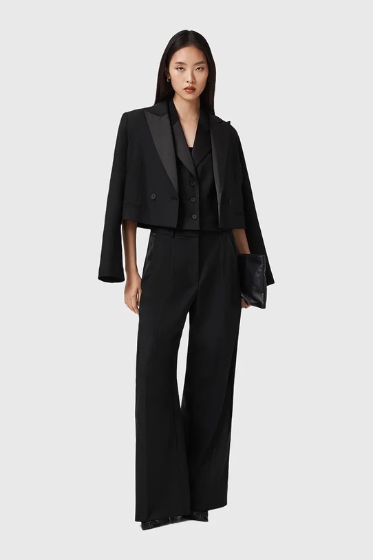 AllSaints kamizelka z dodatkiem wełny W053QD czarny