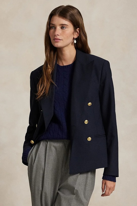 Polo Ralph Lauren jachetă cu lână cu captuseala bleumarin 211952571