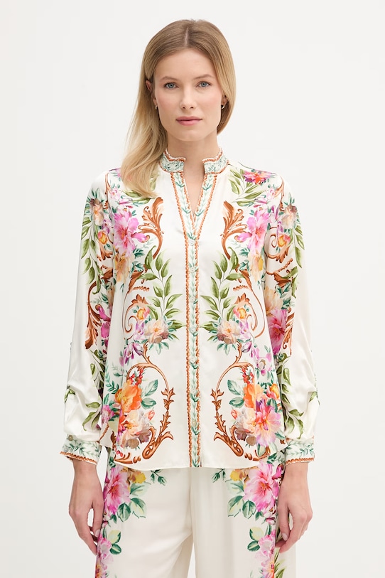 Hale BOB koszula z dodatkiem jedwabiu Kahlani regular beżowy 5YDG212A