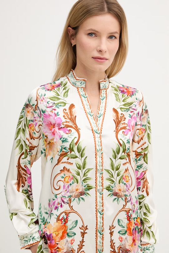 Hale BOB koszula z dodatkiem jedwabiu Kahlani beżowy 5YDG212A