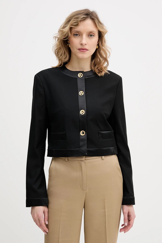 Sako s primjesom vune Karl Lagerfeld KARL DAILY bez uzorka crna B1W14038