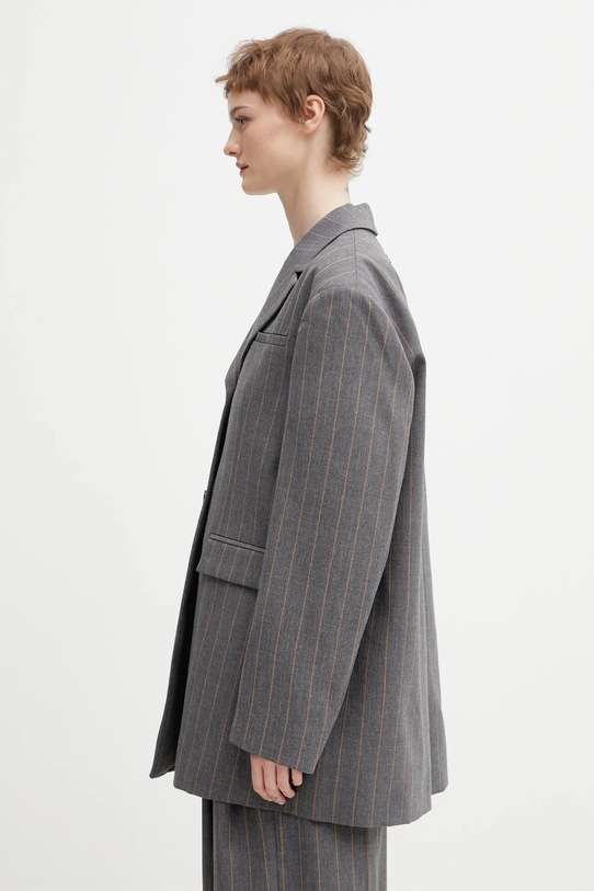 GANNI marynarka z dodatkiem wełny A1020040 A1020040 szary SS26