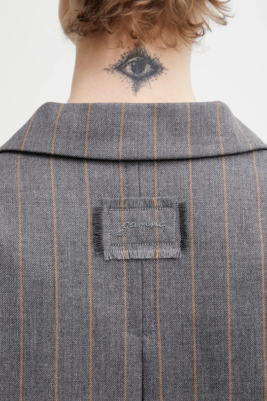 GANNI marynarka z dodatkiem wełny A1020040 szary A1020040