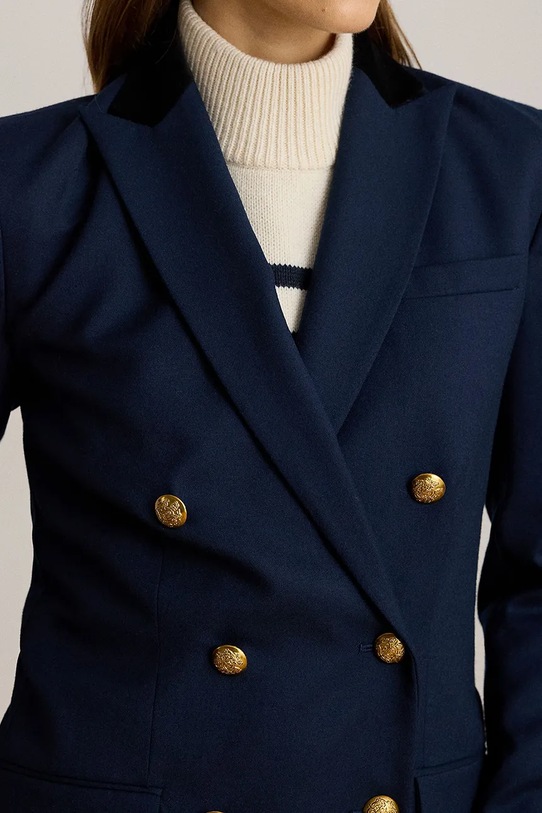 Vlnené sako Lauren Ralph Lauren tmavomodrá 200P03499