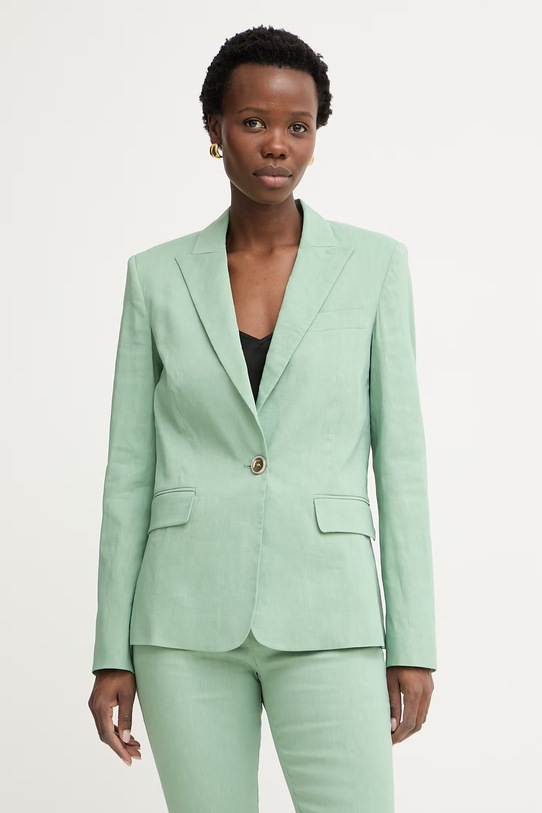 Pinko enoredni suknjič ženski z lanom zelena 106597.A34I